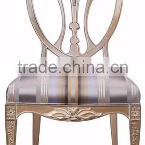 Stylish Royal European Style Golden Chippendale Floral Dining Chair With Sharp Contrast Purple and Golden Fabrics BF12-04254d thumbnail-2