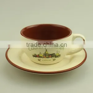 Double Glaze Custom Decal Ceramic Cup and Saucer thumbnail-1