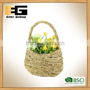 Rattan Hand Basket Shape Flower Pots For Garden Planer thumbnail-6