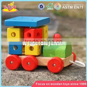 Wholesale Toddlers Building Blocks Wooden Pull Train Toy New Design Kids Wooden Pull Train Toy W05C072 thumbnail-2