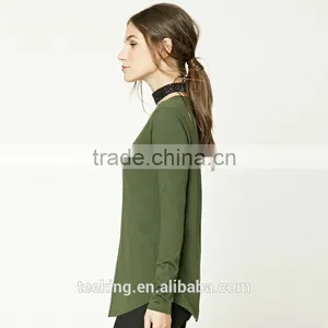 Custom 60%cotton 40%modal Crew Neck Women Long Sleeve t Shirt thumbnail-2