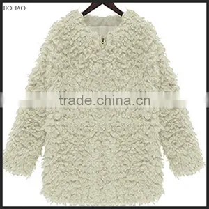 2015 Stylish Imitation Lamb Wool Women Winter Faux Fur Long Overcoat thumbnail-5