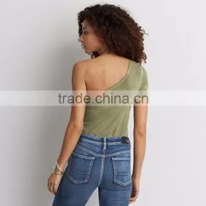 MGOO Sexy One Shoulder T-Shirt Summer Cotton Tank Tops Popular Wholesale Women Fashion Tops thumbnail-3