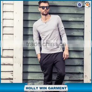 2015 New Plain Fashion Style Mens Elongated Tshirt With Long Sleeve thumbnail-1