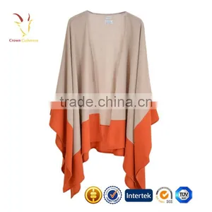 Color Block Knitted Wool Ponchos,Women Wraps Ponchos thumbnail-1