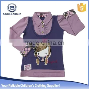 Chinese Wholesaler Factory Winter Long Sleeve Winter Clothing Girls T-shirts thumbnail-1