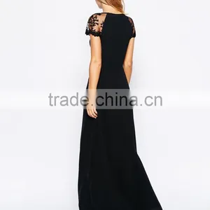 Yihao 2017 Women Fashion Beautiful Lace Patchwork Night Prom Long Chiffon Dress thumbnail-2