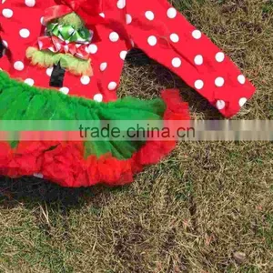 Baby Clothes Christmas Christmas Tree Green Red Tutu Romper White Dot Christmas Romper Kid Romper With Neckalce and Headband thumbnail-3