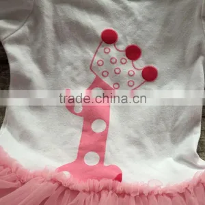 Baby Girls Birthday Tut Romper 1st Tutu Romper With Headband thumbnail-3