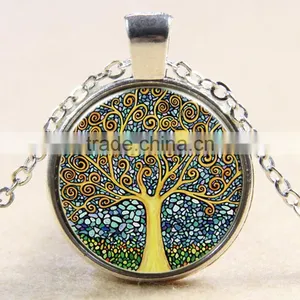XP-TGN-LT-101 Wholesale Pendant Family Glass Colorful Time Gem Life Tree Charm Dome Cabochon Necklace For Ladies thumbnail-1