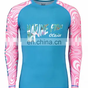 Custom Plus Sizes Sublimated Rashguard Long Sleeve Surfing Rashguard for Men thumbnail-6