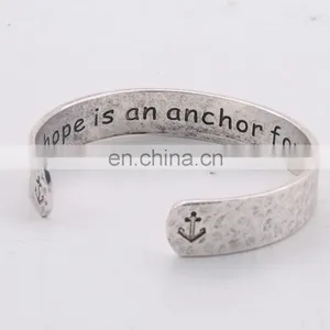Hammered Vintage Hope is an Anchor for the Soul Cuff Bracelet thumbnail-3