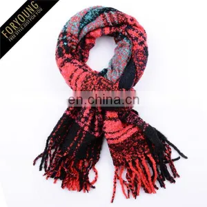 Plaid Acrylic Winter Woven Shawls thumbnail-1