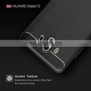 Carbon Fiber Brushed Metal Solid Color TPU Black Cover Case for Huawei Mate 10 thumbnail-3