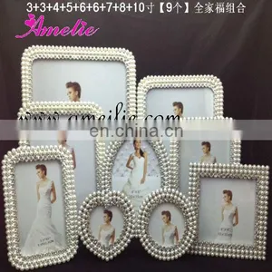 A000 9 Piece Metal Pearl Home Decor Family Photo Frame Set thumbnail-1