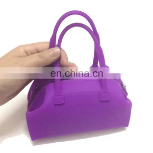 Candy Color Women Waterproof Silicone Mini Tote Coin Purses Hand Carry Money Bags With Zipper thumbnail-3