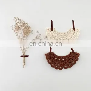 2020 Autumn New Ins Baby Girl Two-color Lotus Leaf Collar Wild Hand Hook Collar Female Baby Cotton Crochet Flower Collar thumbnail-1