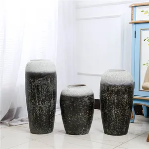 Black And White Classical Japanese Fresh Style Ceramic Floor Vase For Home Garden Decor thumbnail-1