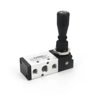 5 Postion 2 Way G1/4 Inch Manual Control Pneumatic Hand Lever Operated Pull Push Solenoid Valve With Lock or Spring Return thumbnail-4