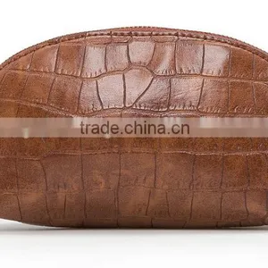 2016 Croc Effect Leather Small Clutch Bag Top Zip Fastening Popular Crocodile Embossed Genuine Leather Clutch Purse Round Shape thumbnail-3