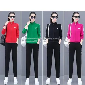 Sports Suit Women's Spring And Autumn Women's Casual Suit Stand-Up Collar Sweater Women's Running Two-Piece Set thumbnail-1