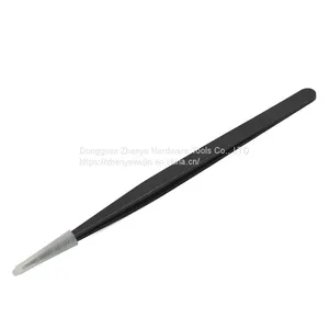 Pure Black 11 # High-precision Anti-static Tweezers Stainless Steel Thickened Straight Pointed Bird's Nest Hair Pick Clip Circuit Maintenance Clampin thumbnail-1