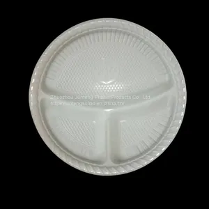 Wholesales 10 Inch 3-Compostable Round PP Plastic Plates Disposable Dinner White Party Dish thumbnail-4
