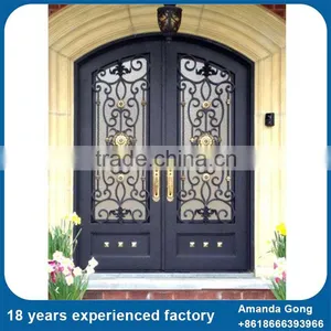 Wrought Iron Arch Top Double Entry Door thumbnail-4