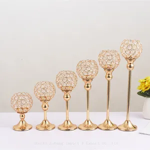 High Quality Crystal Candle Holders Vase Gold Tealight Table Centerpieces Decoration for Wedding Party thumbnail-2