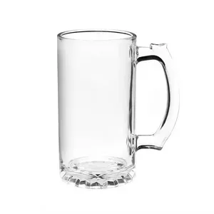 Machine Pressed Customized Clear Handled Glass Beer Stein Mugs for Sale thumbnail-1