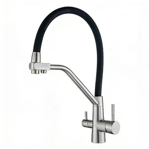 Kitchen Faucet Brushed Nickel Stainless Steel, Single Handle Classic Sink Faucet for Farmhouse Bar Laundry Room RV thumbnail-4