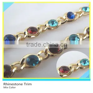 Fancy 888 Crystal Rhinestone Trimming Gold Chain For Garment Dresses Decoration thumbnail-1