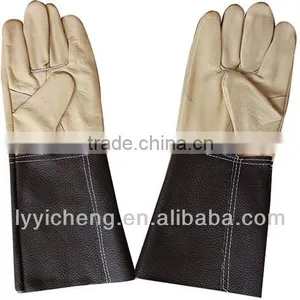 White and Black Cow Split Leather Welding Gloves thumbnail-1