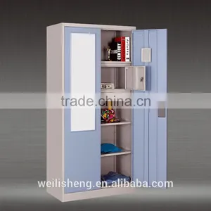 High Quality Double Swing Door Steel Wardrobe With Mirror thumbnail-5