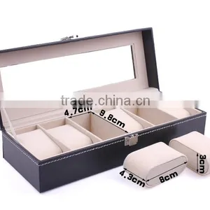 W806-6 6 Grid Slot Hot Sell Black PU Leather Watch Packaging Box in Promotion thumbnail-1