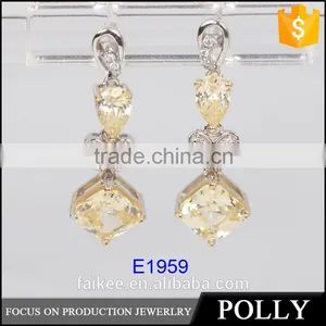 High Polished Gold Plated Crystal Zircon Silver Earrings thumbnail-2