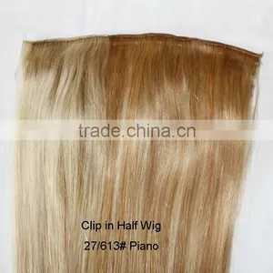 High Light 613# 27# Best Quality Human Hair Clip in Half Wig thumbnail-1