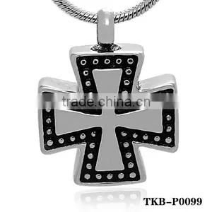 Shining Gold or Silver Plated Hollow Black Prayer Cross Cremation Ashes Pendant Funeral Casket And Urns Religious Jewelry thumbnail-1