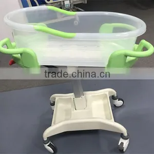 Medical Baby Trolley Metal Acrylic Baby Bassinet With Drawer thumbnail-1