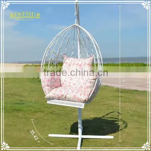 Outdoor Furniture Metal Egg Hanging Chair Swing White thumbnail-3