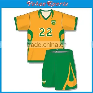 100% Polyester Mesh 150 Gsm Custom Yellow Green Soccer Uniform thumbnail-1