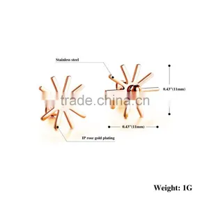 Wholesale Fashion Jewelry 18K IP Rose Gold Plated Flower Double Stud Earrings for Party Girls thumbnail-6