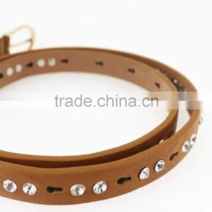 Women's Fashion pu Leather Shiny Rhinestone Belt With Shiny Gold Buckles in Yiwu thumbnail-6