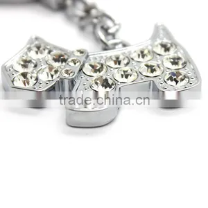 Metal Crystal Dog Shaped Keychain thumbnail-2