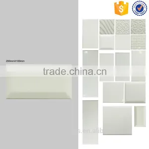10x20 Bevel Surface Pure White Interior Ceramic Wall Tile Bathroom Brick Look thumbnail-1