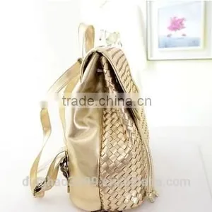 New Design White Backpack Knit Lines Leather Backpack Fashion Hot Sale Backpack thumbnail-3