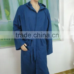 Navy Hooded Mens Microfiber Bathrobe/sport Bathrobe thumbnail-1