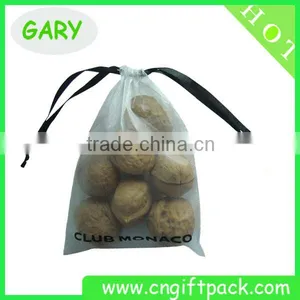 Custom Printed White Organza Pouch With Black Logo Screen Printing thumbnail-4