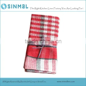 Plaid Waffle Dish Towel Set-Blue and Red thumbnail-2