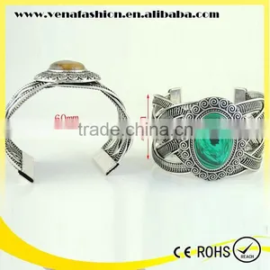 Peacock Green Indian Cuff Bracelet, Genuine Stone Bracelet Quality Choice thumbnail-5